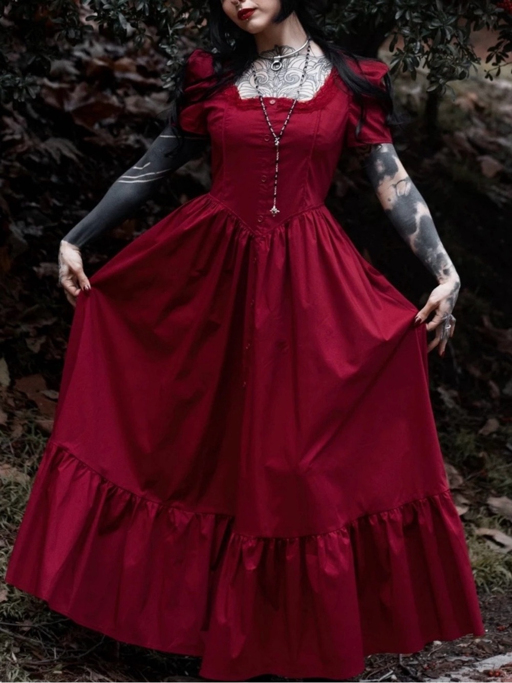 NWT Lively Ghosts Versailles Red Dress with Ruffle Hem